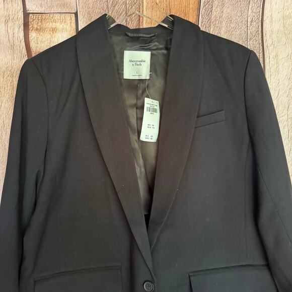 Abercrombie & Fitch Blazer Black Tailored Work Office Business Casual Large NWT - Picture 3 of 9